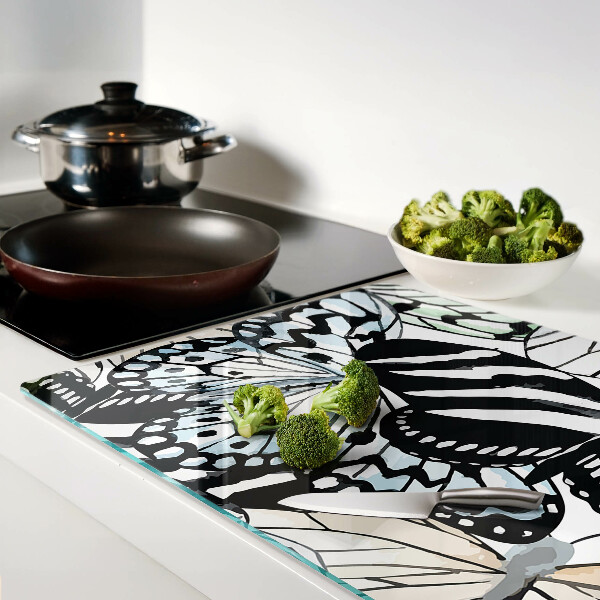 Tagliere in vetro temperato con motivo di farfalle multicolori