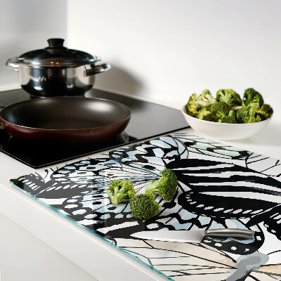 Tagliere in vetro temperato con motivo di farfalle multicolori