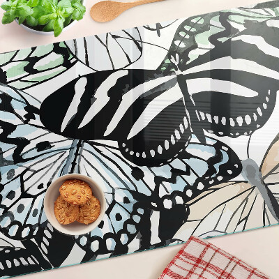 Tagliere in vetro temperato con motivo di farfalle multicolori