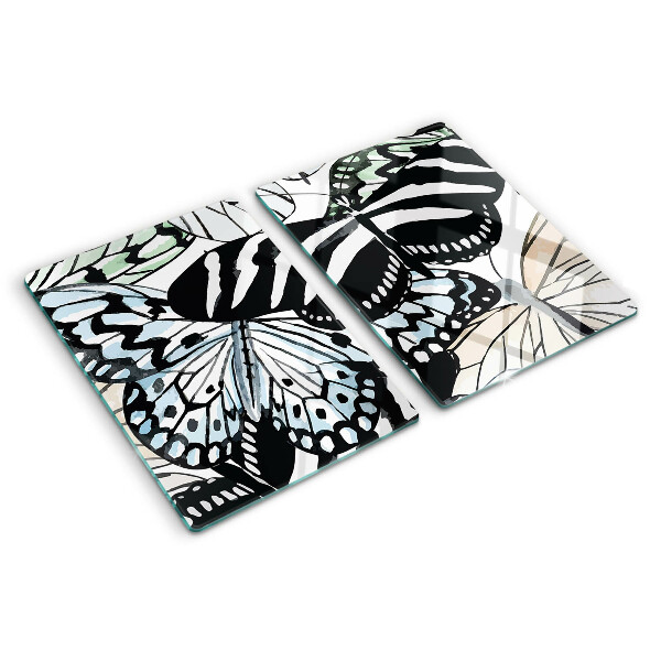 Tagliere in vetro temperato con motivo di farfalle multicolori