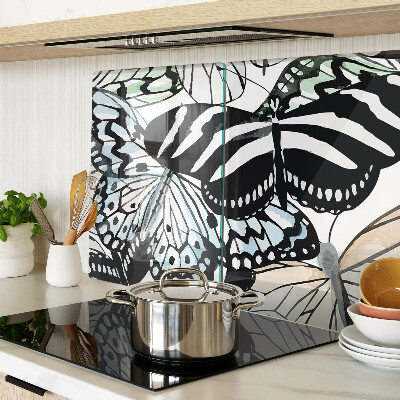 Tagliere in vetro temperato con motivo di farfalle multicolori