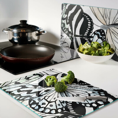 Tagliere in vetro temperato con motivo di farfalle multicolori