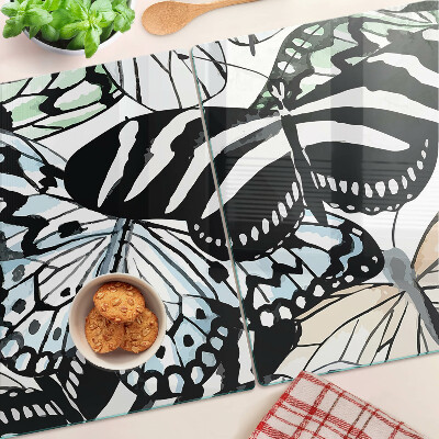 Tagliere in vetro temperato con motivo di farfalle multicolori