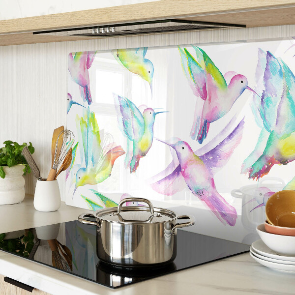 Tagliere in vetro temperato con motivo Colibrì in stile acquerello