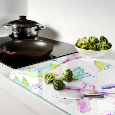 Tagliere in vetro temperato con motivo Colibrì in stile acquerello