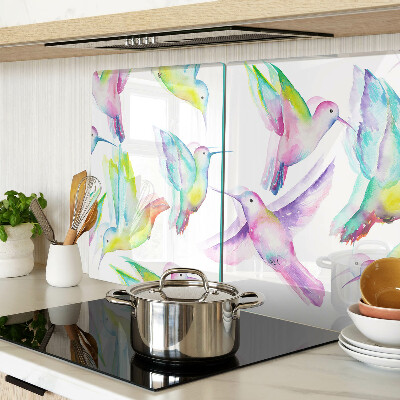 Tagliere in vetro temperato con motivo Colibrì in stile acquerello