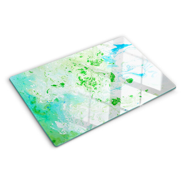 Tagliere in vetro Vortici astratti in verde e blu