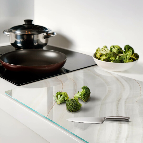 Tagliere in vetro temperato con motivo a marmo e venature dorate