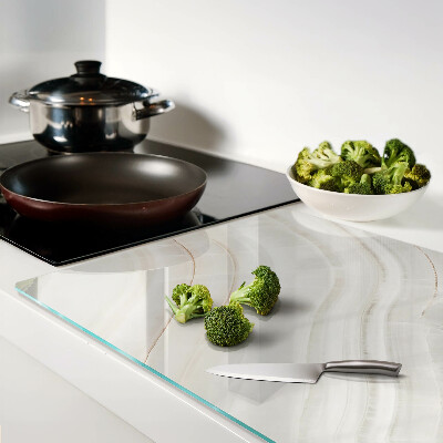 Tagliere in vetro temperato con motivo a marmo e venature dorate