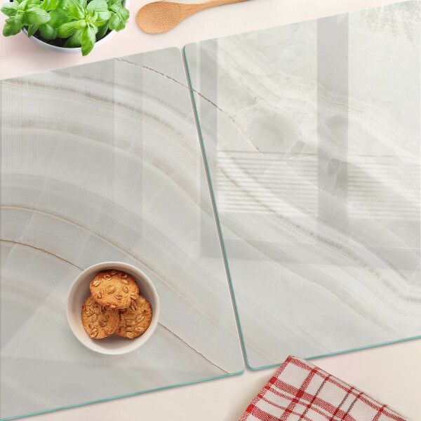 Tagliere in vetro temperato con motivo a marmo e venature dorate