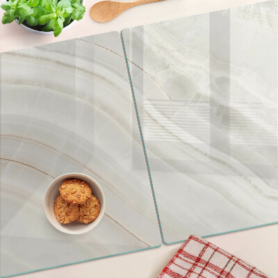 Tagliere in vetro temperato con motivo a marmo e venature dorate