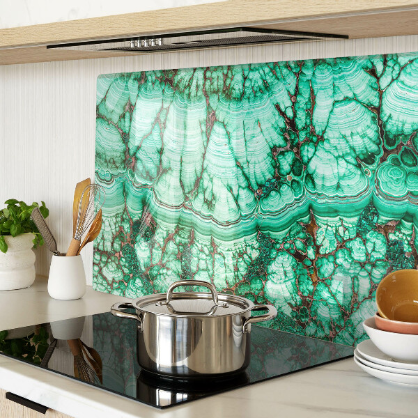 Tagliere in vetro con motivo in marmo nei toni del verde