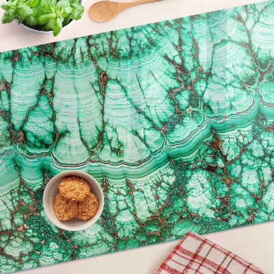 Tagliere in vetro con motivo in marmo nei toni del verde