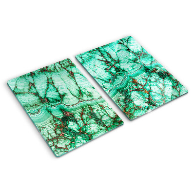 Tagliere in vetro con motivo in marmo nei toni del verde