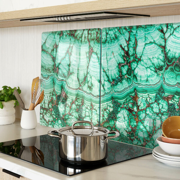 Tagliere in vetro con motivo in marmo nei toni del verde