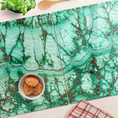 Tagliere in vetro con motivo in marmo nei toni del verde