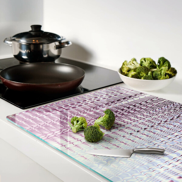 Tagliere in vetro temperato con motivo a onde nei toni del rosa