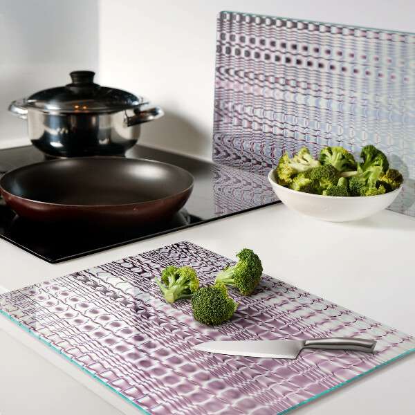 Tagliere in vetro temperato con motivo a onde nei toni del rosa