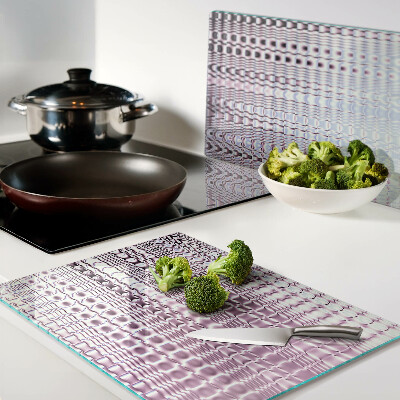 Tagliere in vetro temperato con motivo a onde nei toni del rosa