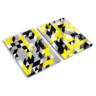 Tagliere in vetro con motivo geometrico nei toni del giallo e del nero