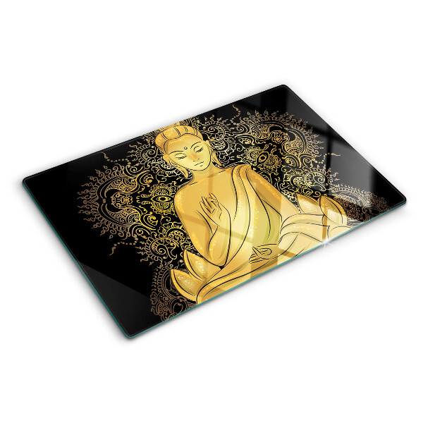 Tagliere in vetro temperato con stampa di un Buddha in meditazione