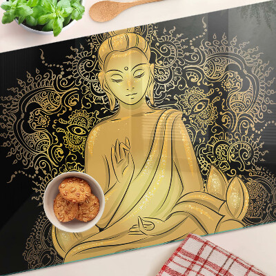 Tagliere in vetro temperato con stampa di un Buddha in meditazione
