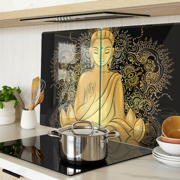Tagliere in vetro temperato con stampa di un Buddha in meditazione