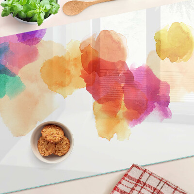 Tagliere in vetro temperato con motivo di macchie colorate d'acquerello