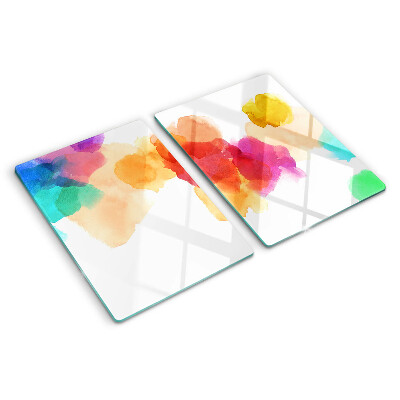 Tagliere in vetro temperato con motivo di macchie colorate d'acquerello