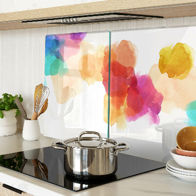 Tagliere in vetro temperato con motivo di macchie colorate d'acquerello