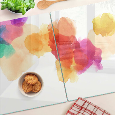 Tagliere in vetro temperato con motivo di macchie colorate d'acquerello