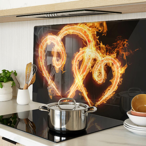 Tagliere in vetro temperato con decorazione a forma di cuore ardente