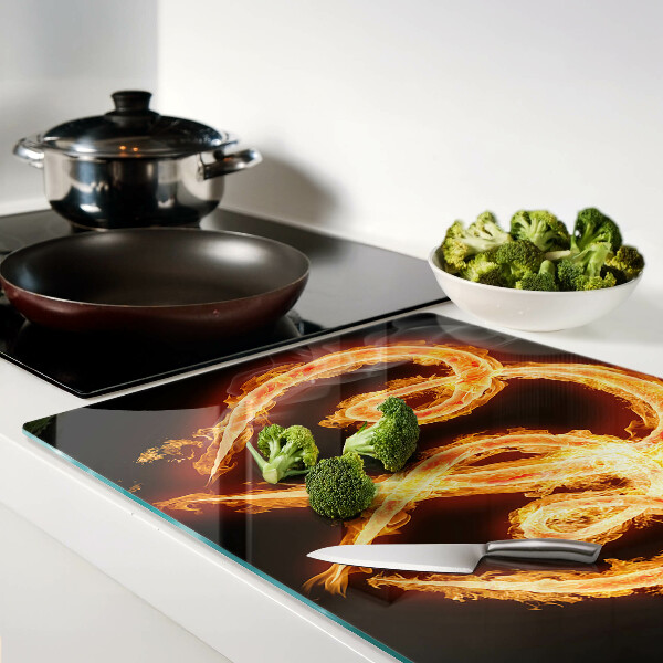 Tagliere in vetro temperato con decorazione a forma di cuore ardente