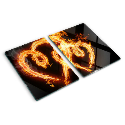 Tagliere in vetro temperato con decorazione a forma di cuore ardente