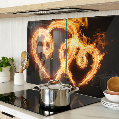 Tagliere in vetro temperato con decorazione a forma di cuore ardente