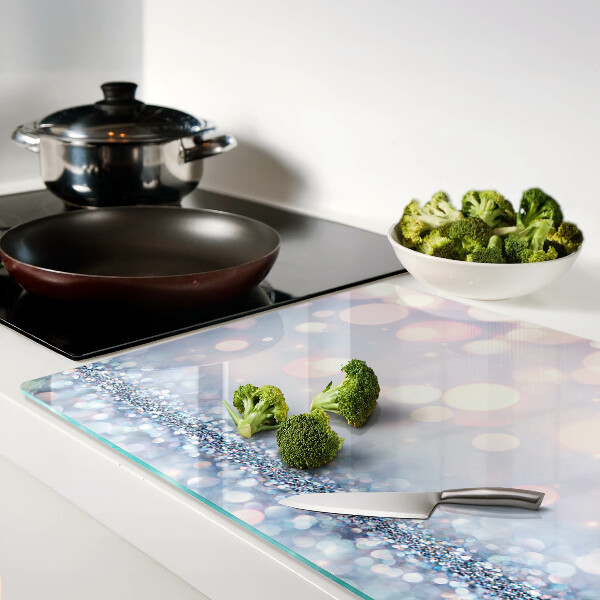 Tagliere in vetro temperato con luci scintillanti e accento a forma di diamante