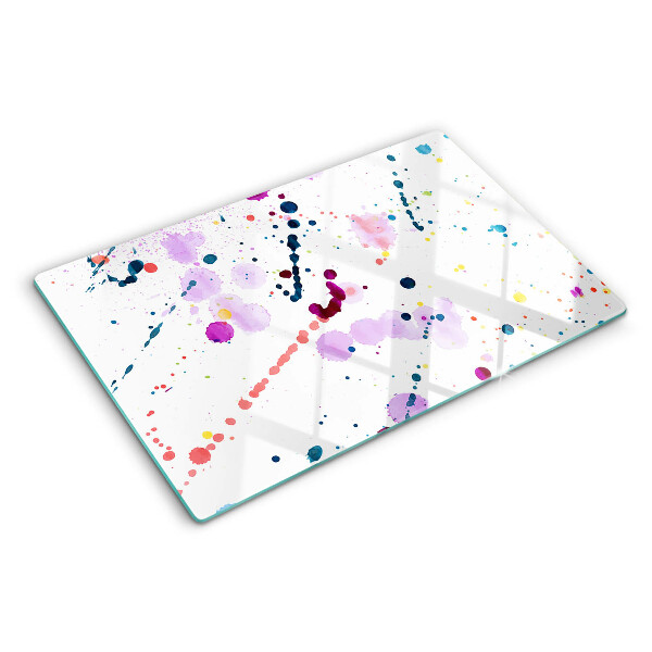 Tagliere in vetro temperato con motivo astratto a macchie di vernice