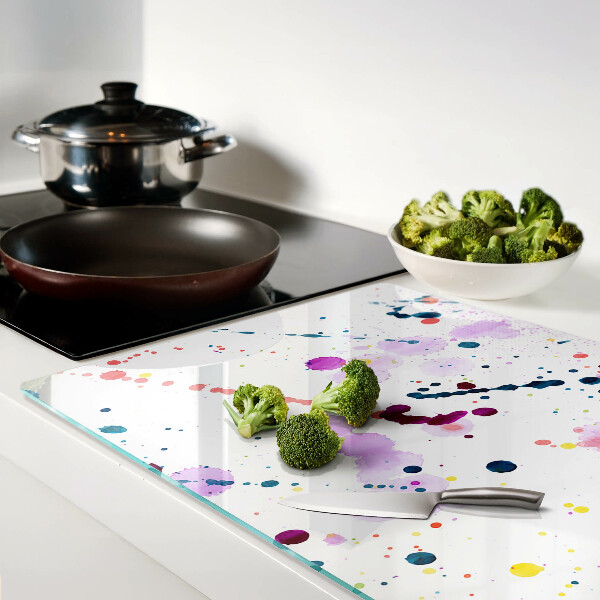 Tagliere in vetro temperato con motivo astratto a macchie di vernice