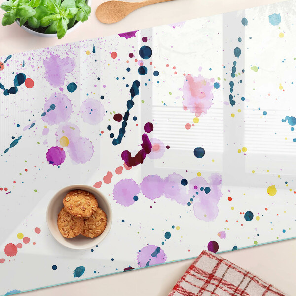 Tagliere in vetro temperato con motivo astratto a macchie di vernice