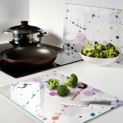 Tagliere in vetro temperato con motivo astratto a macchie di vernice
