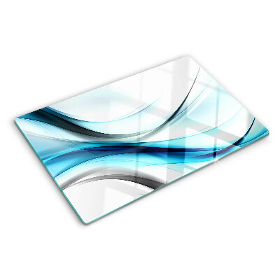 Tagliere in vetro temperato con motivo a onde nei toni del blu