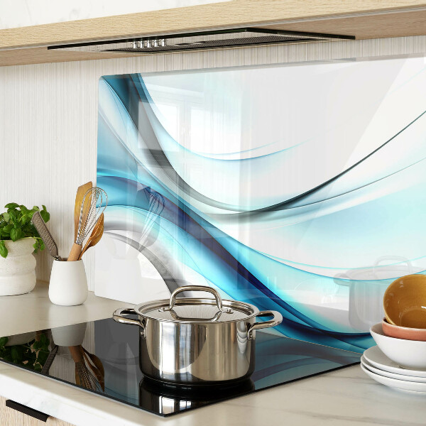 Tagliere in vetro temperato con motivo a onde nei toni del blu