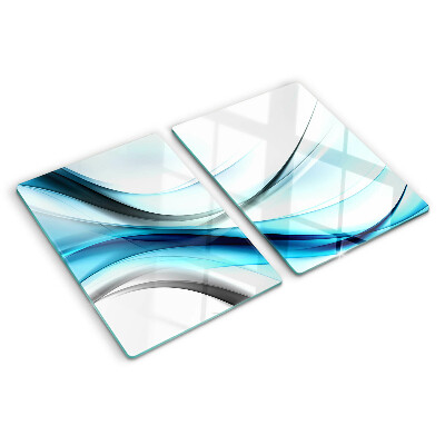 Tagliere in vetro temperato con motivo a onde nei toni del blu