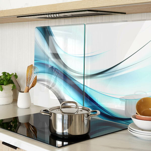 Tagliere in vetro temperato con motivo a onde nei toni del blu