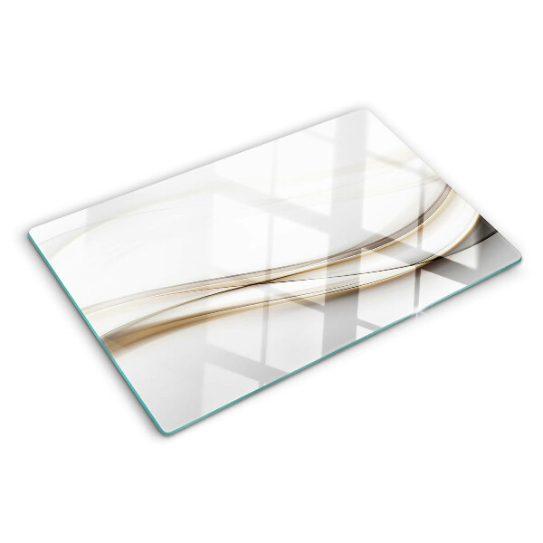 Tagliere in vetro temperato con motivo a onde astratte nei toni del beige