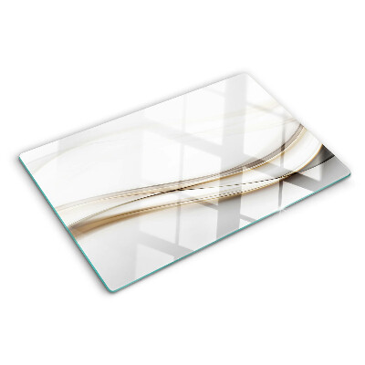 Tagliere in vetro temperato con motivo a onde astratte nei toni del beige