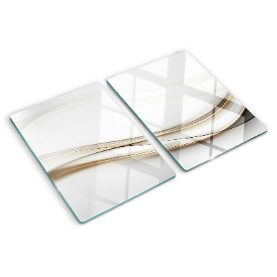 Tagliere in vetro temperato con motivo a onde astratte nei toni del beige