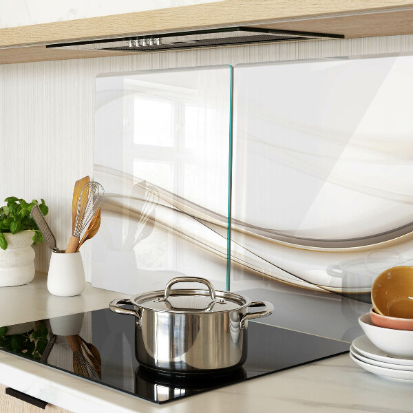 Tagliere in vetro temperato con motivo a onde astratte nei toni del beige