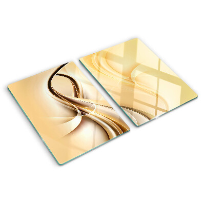 Tagliere in vetro con stampa a onde astratte nei toni del beige