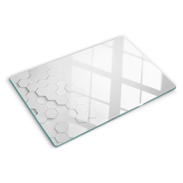 Tagliere in vetro temperato con motivo a esagoni nei toni del grigio
